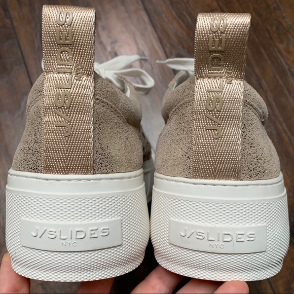 NEW J/Slides Costarr Sneaker in Gold Leather - Picture 10 of 11